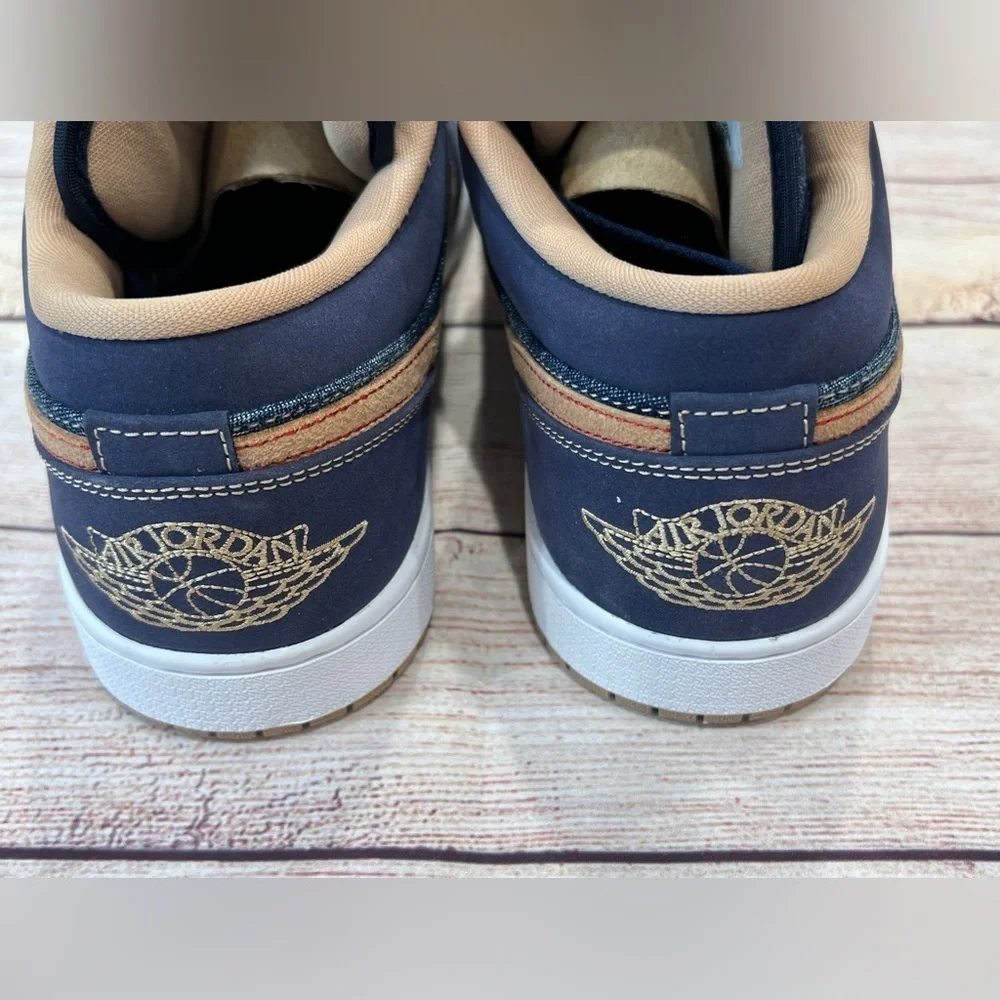 Jordan Men's Navy Blue Tan Red Athletic Shoes